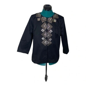 Joan Rivers Blazer Jacket Black Rhinestones Studs Embellished Stones NWT